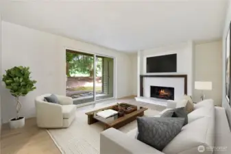 Living area with sliding door access