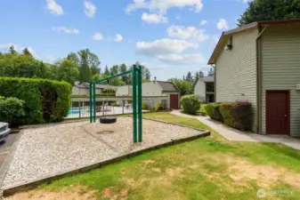 Designated play space with Tire Swing.