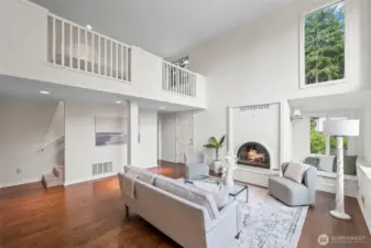 The living room has gorgeous new flooring!