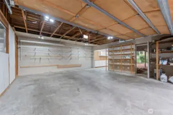 This detached garage has ample storage & work space area. Perfect for your hobbies!