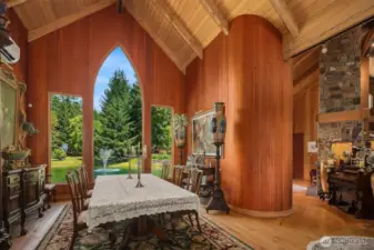 Dining hall gazes NE to the lake
