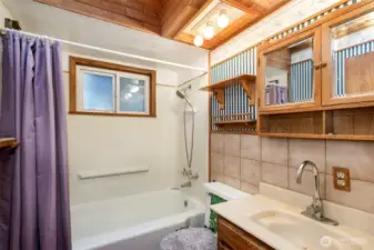 Full bath has a large skylight