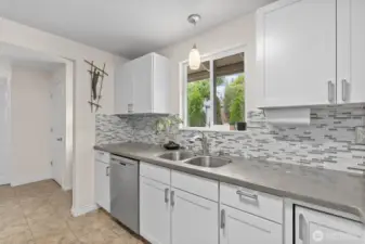 Kitchen Facing Garage, Laundry hall and Backyard Exit!