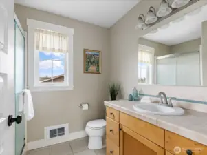 Shared upstairs 3/4 bath.