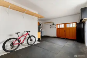 Garage has been finished and converted to an exercise/yoga/office or shop space.