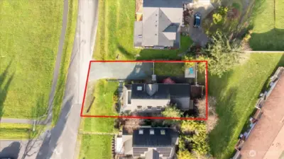 Drone shot showing approximate lot lines.