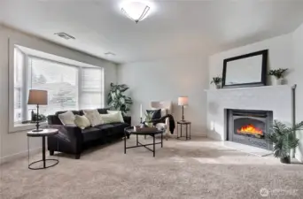 Fireplace fire is photo shopped for effect.