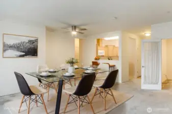 Open floor plan with Dining area off Kitchen & adjoining LR ,