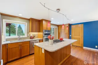 New water filtration system hooked up at sink and fridge.