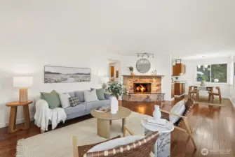 Cozy wood burning fireplace