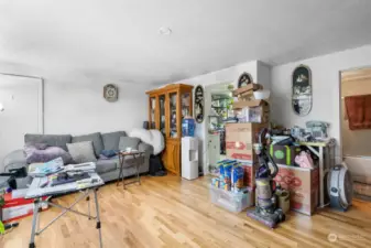 Real hardwood flooring in the Living space.