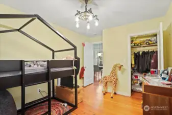 The second bedroom does double duty as fun-filled play center.