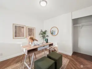 Bedroom #1, staged as an office space.