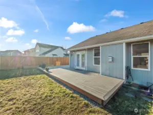 Trex deck with French Doors off the kitchen.