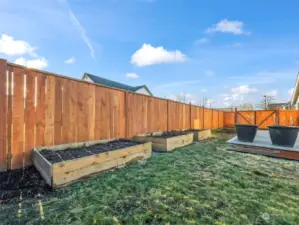 Garden beds with irrigation are set to plant.