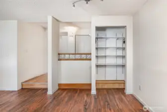 Another view of the dining room highlights the added storage, perfect for keeping things organized and within reach.