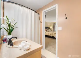 Walk through bathroom from 2nd bedroom or from hallway.