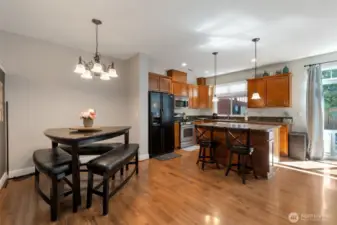 Separate dining area in the open floorplan