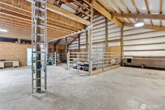 Another angle of the interior of the barn.  Ladder is a spare, there's a nicely built stairwell leading to the loft just to the left.