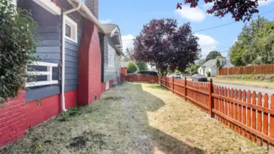 Large fully fenced side yard.