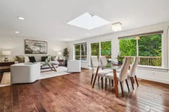 There's room for everyone at the table in this bright and spacious dining area.