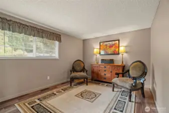 Main floor bedroom currently used as a media room.