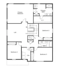 Upper level layout with large bedrooms, laundry and loft