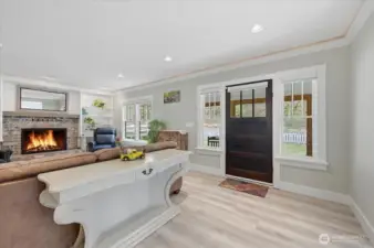 Living room with propane fueled fireplace insert creates a warm inviting atmosphere.