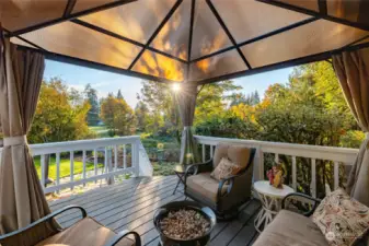 The current owners enjoy their evenings on the deck.