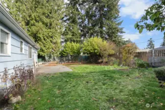 Back yard is mostly fenced.