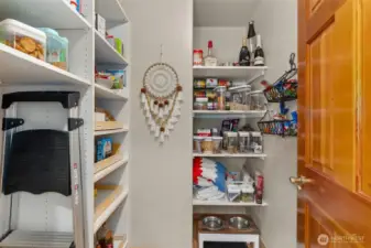 THIS IS A PANTRY!!! Shelves with roll outs and broom storage area.