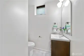 Remodeled lower level bathroom.