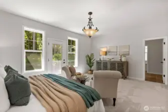 The adjoining bathroom is steps from the bedroom with along with an oversized walk in closet.  .