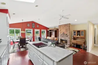 Kitchen and great rm view