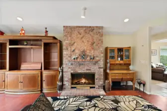 Great rm with view of see through fireplace