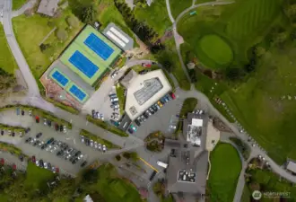 Ariel View of Courts, Clubhouse, Pool