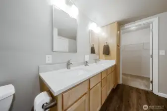 Large walk-in closet off of the bathroom