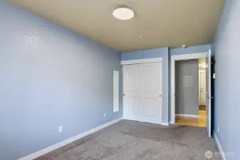 Bedroom (more gray than blue). Double closet.