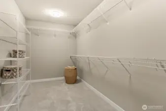 The walk-in closet adds even more decadence to the primary suite