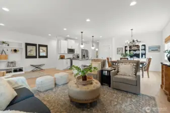 Open living and dining spaces flow seamlessly together