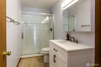 Nice and clean newly updated 3/4 bathroom.