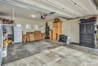 2 car garage with added ceiling storage