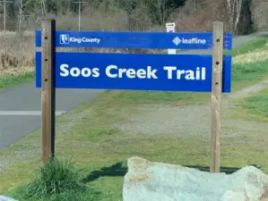 Soos Creek Trail - just steps away! Great and popular paved trails for walking, jogging, biking with your dog, friends or by yourself! Runs from Lake Meridian north into Renton.