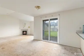 Dining room with sliding glass door to back patio.