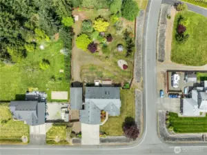 Aerial view directly over the property.