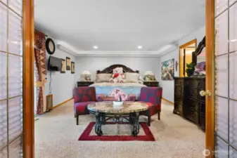 Master bedrom with french door