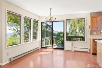 Dining room with slider to view deck
