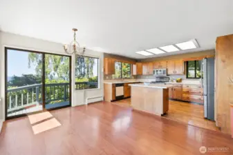 Kitchen and slider to view deck