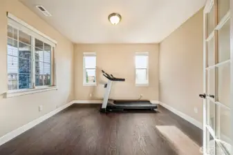 Main floor office with french doors