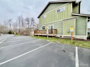 Visitor parking.  Side of house